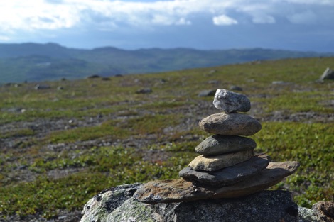 Cairn at beginning of Alta Canyon trail